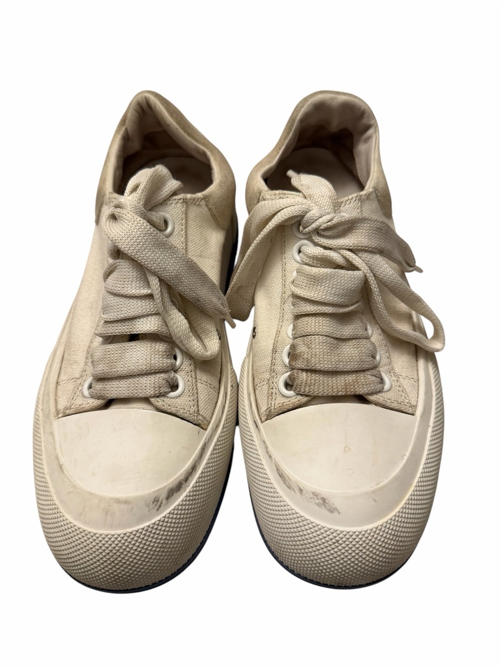 Alexander McQueen Cream Canvas Low-Top Sneakers, pre-owned, SZ 6.5